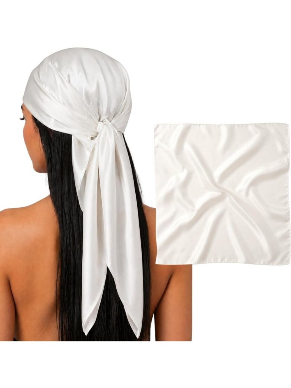 Luxurious 100% Mulberry Silk Large Head Scarf Bandana - 36" Square, 19 Momme